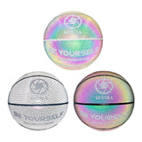Maxbell Luminous Basketball Size 7 Holographic Glowing Basket Ball for Match Teens Colorful White Tire