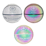 Maxbell Luminous Basketball Size 7 Holographic Glowing Basket Ball for Match Teens Colorful White Tire