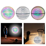 Maxbell Luminous Basketball Size 7 Holographic Glowing Basket Ball for Match Teens Colorful White Tire