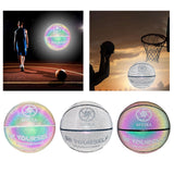 Maxbell Luminous Basketball Size 7 Holographic Glowing Basket Ball for Match Teens Colorful White Tire