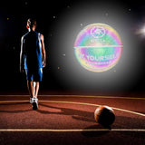Maxbell Luminous Basketball Size 7 Holographic Glowing Basket Ball for Match Teens Colorful White Tire