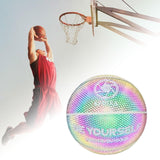 Maxbell Luminous Basketball Size 7 Holographic Glowing Basket Ball for Match Teens Colorful White Tire