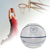 Maxbell Luminous Basketball Size 7 Holographic Glowing Basket Ball for Match Teens White Black Tire