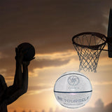 Maxbell Luminous Basketball Size 7 Holographic Glowing Basket Ball for Match Teens White Black Tire