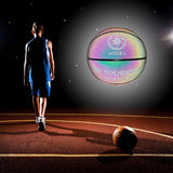 Maxbell Luminous Basketball Size 7 Holographic Glowing Basket Ball for Match Teens Colorful Black Tire