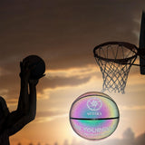 Maxbell Luminous Basketball Size 7 Holographic Glowing Basket Ball for Match Teens Colorful Black Tire