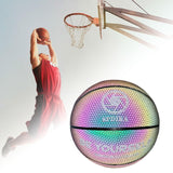 Maxbell Luminous Basketball Size 7 Holographic Glowing Basket Ball for Match Teens Colorful Black Tire