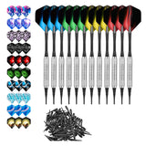Maxbell Professional Soft Tip Darts Set with 100 Dart Tips 30 Flights Metal Shafts Argent Barrels