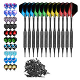 Maxbell Professional Soft Tip Darts Set with 100 Dart Tips 30 Flights Metal Shafts Black Barrels