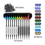 Maxbell Professional Soft Tip Darts Set with 100 Dart Tips 30 Flights Metal Shafts Argent Black Barrels