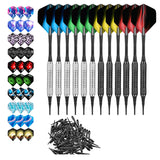 Maxbell Professional Soft Tip Darts Set with 100 Dart Tips 30 Flights Metal Shafts Argent Black Barrels
