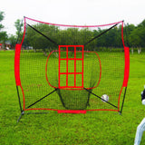 Maxbell Portable Baseball Softball Practice Net Coaches Helper for Sports Tennis red