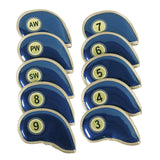 Maxbell 10x Golf Iron Headcover Golf Club Head Covers Protect Case Embroidery Number Blue