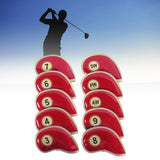 Maxbell 10x Golf Iron Headcover Golf Club Head Covers Protect Case Embroidery Number Red