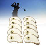 Maxbell 10x Golf Iron Headcover Golf Club Head Covers Protect Case Embroidery Number White