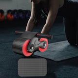 Maxbell Anti Slip Ab Roller Wheel Silent Knee Pad Double Wheeled for Beginners  Black Red