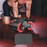 Maxbell Anti Slip Ab Roller Wheel Silent Knee Pad Double Wheeled for Beginners  Black Red