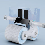 Maxbell Anti Slip Ab Roller Wheel Silent Knee Pad Double Wheeled for Beginners Blue Gray