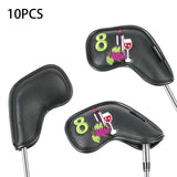 Maxbell Golf Iron Head Covers Guard 4,5,6,7,8,9,A,S,P,x Waterproof Embroidered Black