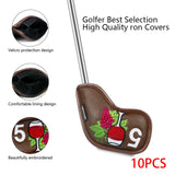 Maxbell Golf Iron Head Covers Guard 4,5,6,7,8,9,A,S,P,x Waterproof Embroidered Coffee