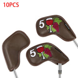 Maxbell Golf Iron Head Covers Guard 4,5,6,7,8,9,A,S,P,x Waterproof Embroidered Coffee