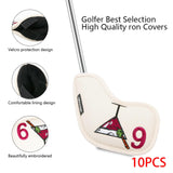 Maxbell Golf Iron Head Covers Guard 4,5,6,7,8,9,A,S,P,x Waterproof Embroidered Beige