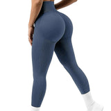 Maxbell Womens Yoga Pants High Waist Leggings Stretch for Running Exercise Workout Blue Gray M