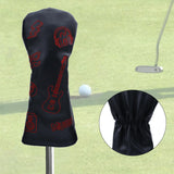 Maxbell Golf Wood Headcover Water Resistant Golf Club Head Cover with Number Tag M Black