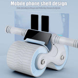 Maxbell Ab Roller Wheel with Knee Mat Body Building Double Wheeled Abdominal Roller Gray Blue