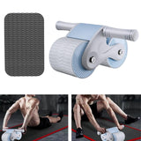 Maxbell Ab Roller Wheel with Knee Mat Body Building Double Wheeled Abdominal Roller Gray Blue