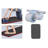Maxbell Ab Roller Wheel with Knee Mat Body Building Double Wheeled Abdominal Roller Gray Blue