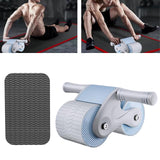 Maxbell Ab Roller Wheel with Knee Mat Body Building Double Wheeled Abdominal Roller Gray Blue