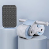 Maxbell Ab Roller Wheel with Knee Mat Body Building Double Wheeled Abdominal Roller Gray Blue