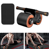Maxbell Ab Roller Wheel with Knee Mat Body Building Double Wheeled Abdominal Roller Black Orange