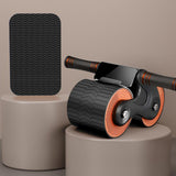 Maxbell Ab Roller Wheel with Knee Mat Body Building Double Wheeled Abdominal Roller Black Orange