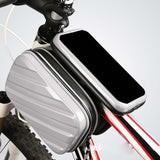 Maxbell Hard Shell Bike Frame Front Bag Large Capacity for Keys Small Tools Storage White