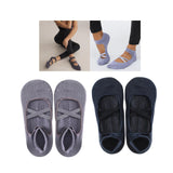 Maxbell 2 Pairs Yoga Socks for Women Backless High Quality Cotton for Fitness Ladies Violet and Blue