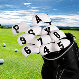 Maxbell 10Pcs Golf Iron Head Covers Sleeves Head Protector PU Outdoor Sports