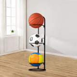 Maxbell 3 Tiers Ball Rack Vertical Ball Storage Basketball Storage Shelf for Kids