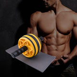 Maxbell Ab Roller Wheel Strength Training for Men Women with Knee Mat Body Building Yellow