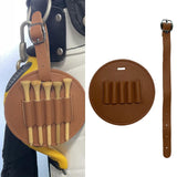 Maxbell Portable Golf Tee Holder Hanging Strap Waist Pack PU Golf Tee Pouch Bag Brown