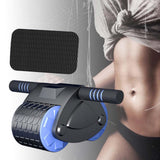 Maxbell Abdominal Roller Wheel with Mat Widened Double Wheels Body Building Workout Blue