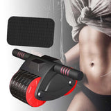Maxbell Abdominal Roller Wheel with Mat Widened Double Wheels Body Building Workout Red