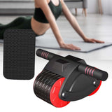 Maxbell Abdominal Roller Wheel with Mat Widened Double Wheels Body Building Workout Red