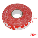 Maxbell 2.5Cmx25M Ice Hockey Cloth Tape Wrapping Breathable Nonslip Protector Cover Maple Red