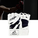 Maxbell Mma Gloves Half Finger Training Boxing Gloves Hand Wraps Kick Boxing Gloves White Black