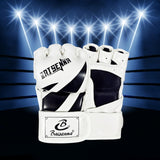 Maxbell Mma Gloves Half Finger Training Boxing Gloves Hand Wraps Kick Boxing Gloves White Black