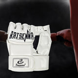 Maxbell Mma Gloves Half Finger Training Boxing Gloves Hand Wraps Kick Boxing Gloves White