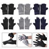 Maxbell Ice Silk Gloves Sun Protection Gloves Men Comfortable for Backpacking Hiking All Half of Black