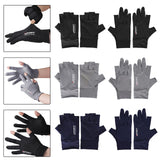 Maxbell Ice Silk Gloves Sun Protection Gloves Men Comfortable for Backpacking Hiking All Half of Black
